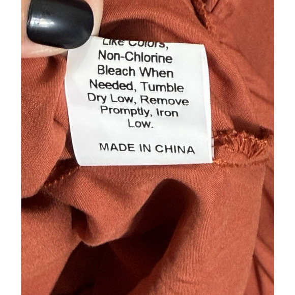 RusttyDustty Embroidered Boho Babydoll Dress Size 1X Burnt Orange Cottage New - Picture 12 of 12